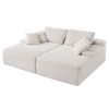 Oversized Double Chaise Lounge 82.7 in Corduroy Sectional Loveseat Sofa Beige