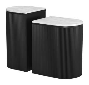 Ormara Side Table Set White & Black
