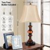 2 Pack Traditional Table Lamps; Touch Control 3-Way Dimmable Lamp Sets w/4 USB Charging Ports;  Fabric Tapered Drum Shade Nightstand Lamp for Living R