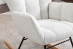 050-Teddy Fabric Rocking Gilder Nursery Chair For Living Room Indoor,Ivory