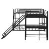 L-Shaped Twin over Full Bunk Bed with Twin Size Loft Bed; Built-in Desk and Slide