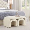 Set of 3 U-Shaped Modern Bench Teddy Ottoman Bench for Entryway, Bedroom End of Bed, Set of 3 Small Sofa Footrest Extra Seating for Living Room