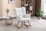 050-Teddy Fabric Rocking Gilder Nursery Chair For Living Room Indoor,Ivory