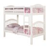 White Twin Over Twin Bunk Bed with Built-in Ladder