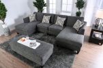Gray Chenille 5pc Sectional Set Living Room Furniture Pillows Armless Chair Ottoman Chaise Plush Couch Sectionals