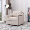 360 Degree Swivel Armchair Cotton linen skin-friendly fabric Ergonomic design Brass nail decorative armchair Living room chairs Bedroom chairs Living