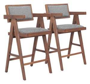 Delhi Counter Stool Gray & Walnut
