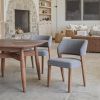 Sunobu Dining Chair Azure Gray & Walnut