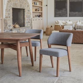 Sunobu Dining Chair Azure Gray & Walnut