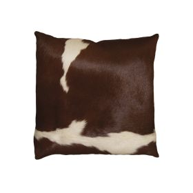 18" X 18" X 5" Cowhide Pillow (Color: Brown/White)