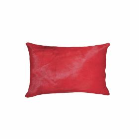 12" X 20" X 5" Cowhide Pillow (Color: Firecracker)