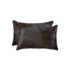 Set of Two 12" X 20" Cowhide Throw Pillow