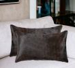 Set of Two 12" X 20" Cowhide Throw Pillow