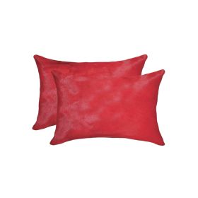 12" X 20" X 5" Cowhide Pillow 2 Pack (Color: Firecracker)