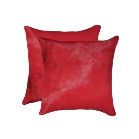 18" X 18" X 5" Cowhide Pillow 2 Pack (Color: Wine)