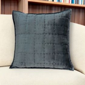 20" X 7" X 20" Transitional Solid Quilted Pillow Cover With Poly Insert (Color: Charcoal)