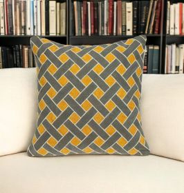 20" Cotton Throw Pillow (Color: Gray/Orange)