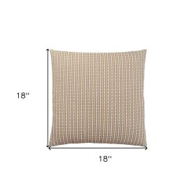 18" X 18" Polyester Striped Zippered Pillow (Color: Taupe)