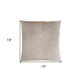 18" X 18" Velvet Polyester Abstract Zippered Pillow (Color: Taupe)