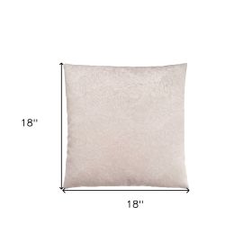 18" X 18" Velvet Polyester Feather Zippered Pillow (Color: Taupe)