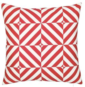 18" Geometric Throw Pillow Cover (Color: Red/White)