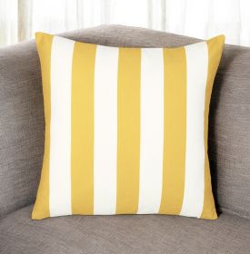 18" Striped Throw Pillow Cover (Color: Yellow/White)