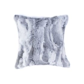100% Natural Rabbit Fur Pillow (Color: Grey, size: 5" X 18" X 18")