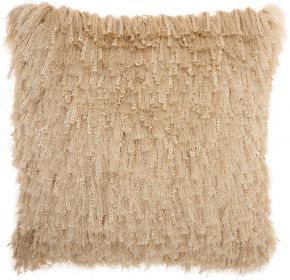 Soft Shag Accent Pillow (Color: Beige)