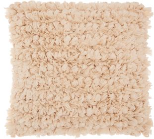 Loose Luscious Shag Throw Pillow (Color: Beige)