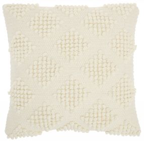 18" Textured Diamonds Throw Pillow (Color: Ivory)