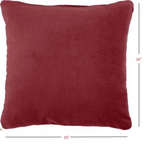 16" X 16" Solid Color Velvet Throw Pillow (Color: Red)