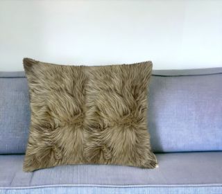 18" Sheepskin Throw Pillow (Color: Taupe)
