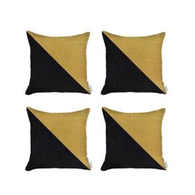 Set Of 4 Diagonal Pillow Covers (Color: Black/Yellow)