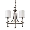 Candle Style Three Light Metal Dimmable Chandelier With White Shades