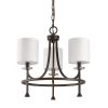 Candle Style Three Light Metal Dimmable Chandelier With White Shades