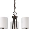 Candle Style Three Light Metal Dimmable Chandelier With White Shades