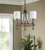 Candle Style Three Light Metal Dimmable Chandelier With White Shades