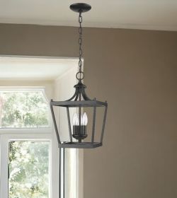 Vintage Metal Tapered Hanging Light (Color: Black)