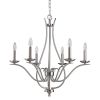 Candle Style Six Light Metal Dimmable Chandelier