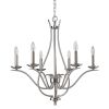 Candle Style Six Light Metal Dimmable Chandelier