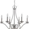 Candle Style Six Light Metal Dimmable Chandelier