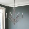 Candle Style Six Light Metal Dimmable Chandelier