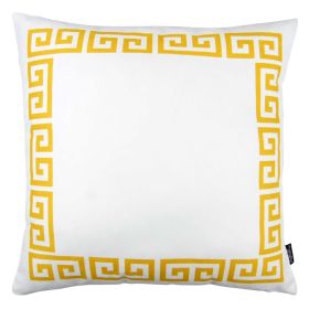 Greek Key Classic Throw Pillow (Color: Yellow/White)