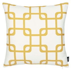 Grid Geometric Throw Pillow (Color: Yellow/White)