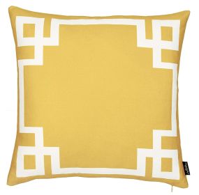 Geometric Border Throw Pillow (Color: Yellow/White)