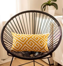 Greek Key Pattern Lumbar Throw Pillow (Color: Yellow)