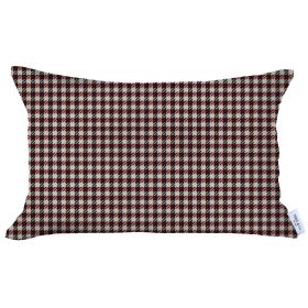 Houndstooth Lumbar Throw Pillow (Color: Red)