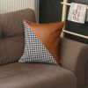 Houndstooth Faux Leather Throw Pillow