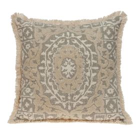 Boho Garland Decorative Accent Pillow (Color: Beige/Khaki)