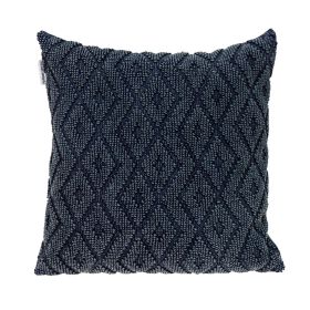 Jacquard Diamond Pattern Decorative Throw Pillow (Color: Navy)